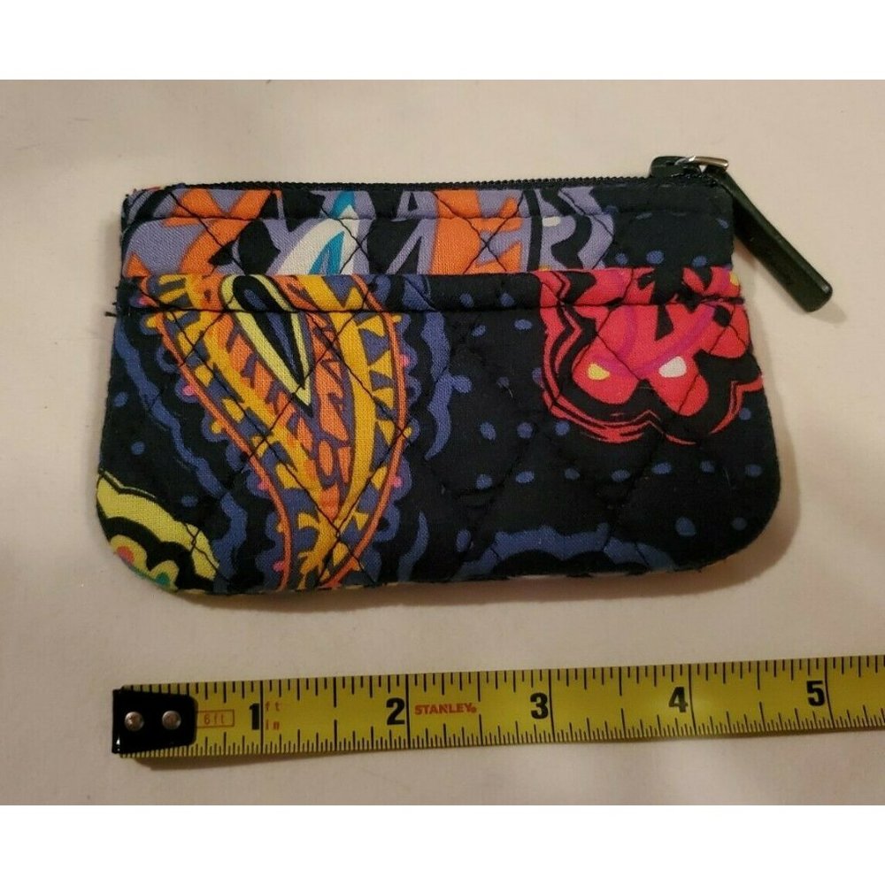 VERA BRADLEY Zip Coin Purse TWILIGHT PAISLEY Front Slip Pocket